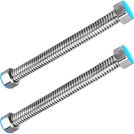 2 Pièces Tuyau de Vidange Ondulé Inoxydable G1/2" x G1/2" 10cm - Connecteur Plomberie pour Chauffe-eau, Salle de Bain, Tube d'Eau Chaude