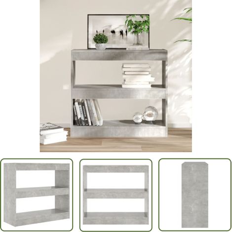 The Living Store Bücherregal/Raumteiler Betongrau 80x30x72 cm - Buche Regal - Regal Grau - Raumteiler - Holzmöbel - Wohnzimmermöbel (1/5)