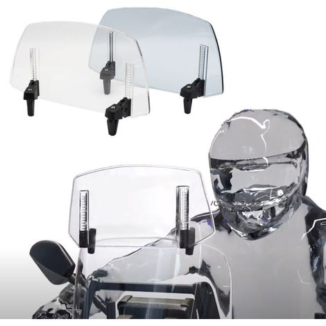 Extensión universal ajustable para parabrisas de motocicleta con clip – Compatible con la mayoría de motocicletas todoterreno, fácil instalación, ABS duradero (1/5)