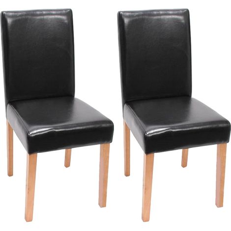 Lot de 2 chaises de salle à manger dossier haut similicuir noir bois clair 040007407 (1/3)