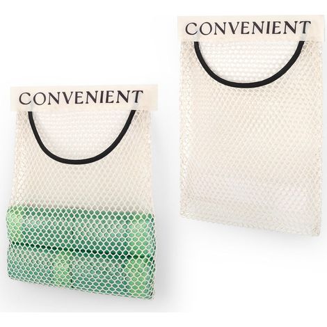 Estante colgante, 2 unidades, organizador de almacenamiento autoadhesivo, bolsa de malla transpirable para colgar sobre la puerta, para baño, cocina y dormitorio (blanco) (1/5)