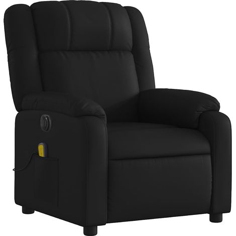 Poltrona relax TV elettrica reclinabile funzione massaggio 6 punti massaggio in PVC nero DEC027219
