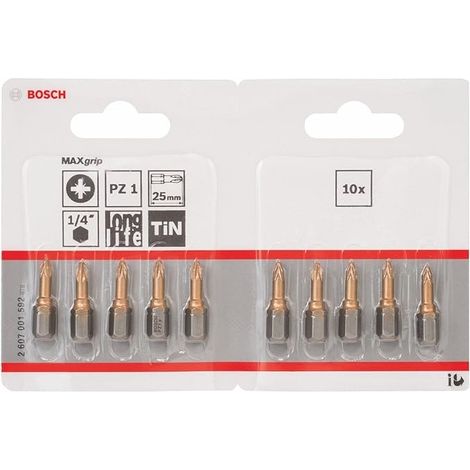 BOSCH SET INSERTI TIN POZIDRIV PZ1 ATTACCO 1/4 (10 PZ)
