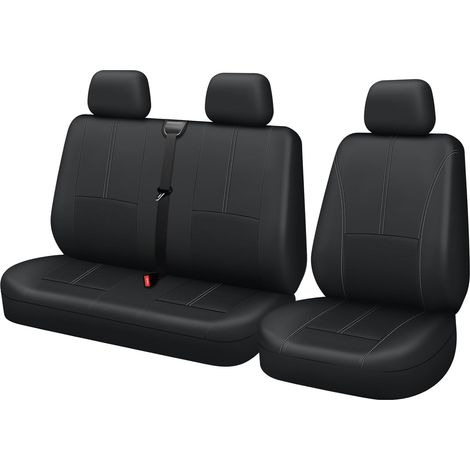 Housse de Sièges Universelles pour Camionnette Couverture de Siège de Camion, Ensemble De Housses 1+2 Faux Cuir pour Le siège Avant de conducteur de Van et Le siège Double de Passager Protection (1/5)