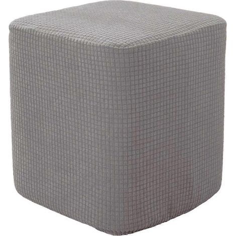 Housse carrée pour pouf, repose-pieds, housse de rechange-Gray (1/5)