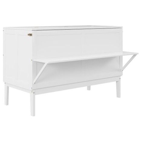Lit escamotable 140x200 cm, lit mural rabattable avec sommier à lattes, lit armoire gain de place, structure bois blanche, sans matelas (1/5)