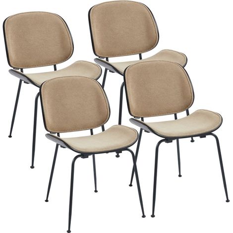 Set da 4 sedie con struttura nera in tessuto khaki - Elizabeth (1/5)