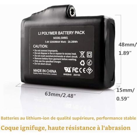 Batterie Lithium-polymère Rechargeable, Batteries 7.4V 2200mAh pour Gants Chauffants Chaussettes Chapeaux. Interface Femelle DC 3,5x1,35MM (1/3)