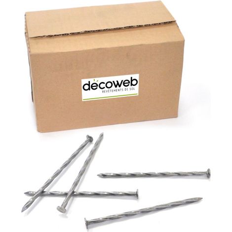Décoweb – Boîte de 5 kg de clous torsadés pour gazon synthétique – Diam. 5,5mm – Long. 140mm – Tête 9mm – Fixation sur sol meuble (1/3)