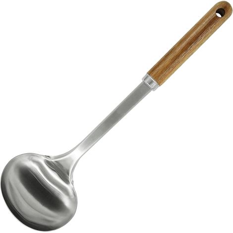 1 Louche Acier Inoxydable Bois D'acacia Résistant Chaleur 200° Pour Soupes (1/4)