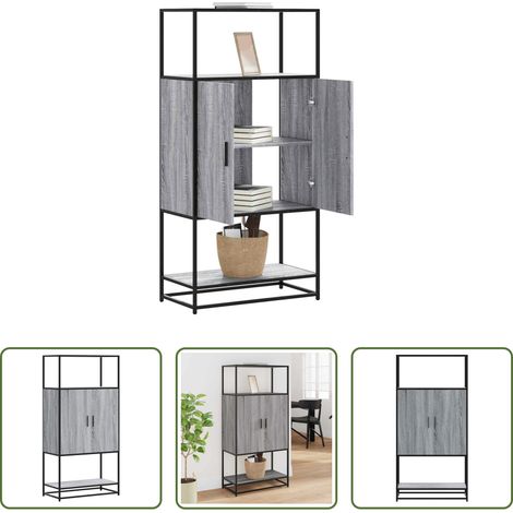 Metall - Highboard Grau Sonoma 68x35x139 cm Holzwerkstoff und Metall (1/5)