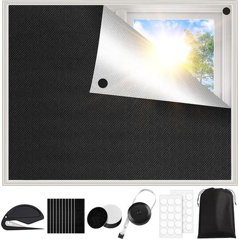 Store Occultant Sans Percage 200X145 cm Opaque Protection Solaire et Lsolant Thermique Peut être Coupé sur Mesure Store d'obscurcissement de Fenêtre de Toit Sans Percer pour L'intérieu (1/5)