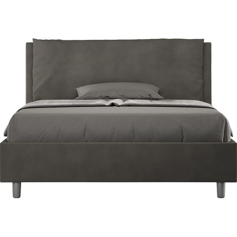 Letto Matrimoniale Francese 140x200 cm Senza Rete Imbottito in Microfibra Antea Large Grigio (1/5)