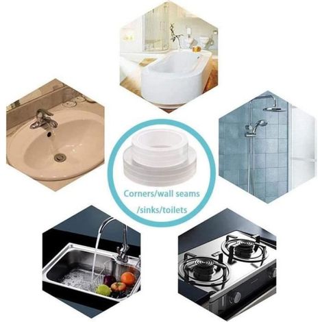 Bande d'Etanchéité Auto-adhésive,bande etancheite salle de bain,Ruban Caulk,Imperméable,Mildiou,Prévention,Cafard,pour Cuisine,1pcs (1/4)