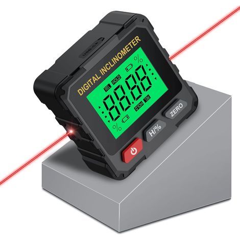 Inclinomètre Numérique avec Double Laser, Niveau Électronique Magnétique Rechargeable USB-C, Rapporteur d’Angle Digital 4x90° pour Menuiserie, Calibration de Scie, Bricolage et Chantier (1/5)