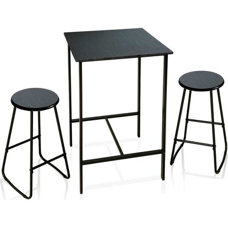 Set tavolo con 2 sgabelli nero (1/2)