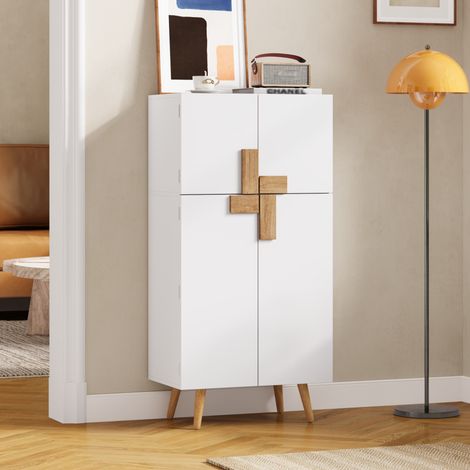 MODFU – Armario de almacenamiento de cocina 60x35x120 cm de MDF con 4 puertas, estantes regulables, compartimentos en puerta y carga 50 kg – Blanco (1/5)