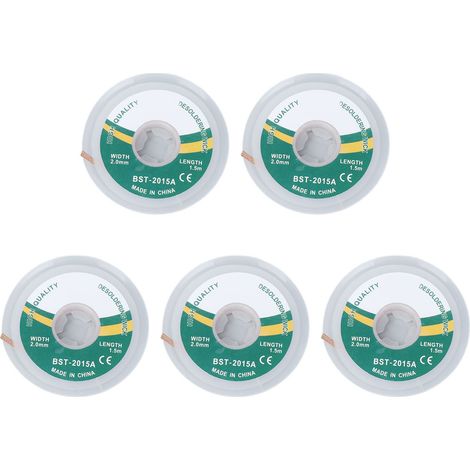 Dissolvant de mèches à souder en alliage de cuivre, mèches Non propres pour absorber 1.5  3.5mm, 5 pièces/ensemble