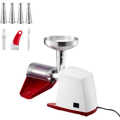 Mophorn Colador eléctrico para tomates, 800 W máx., 150 W nominal, capacidad de 40 kg/h, motor silencioso de CC, acero inoxidable, tamices de 1 mm, 1,5 mm, 3 mm y 6 mm, color blanco (1/5)