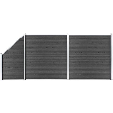 Zaunelement Set WPC 446x(105-186) cm Schwarz