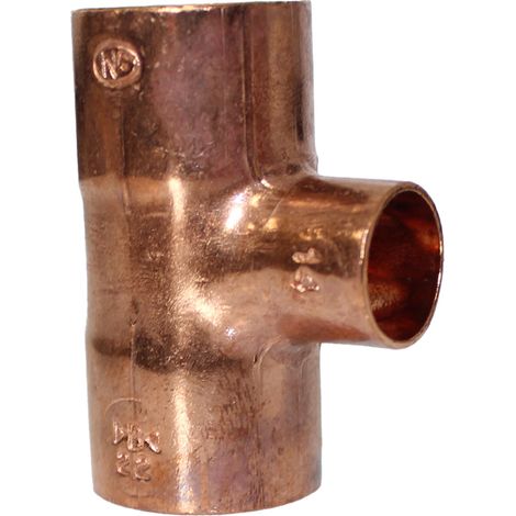 Raccord cuivre en T réduit à souder - Femelle - diamètre 22 - 14 - 22 mm (1/5)