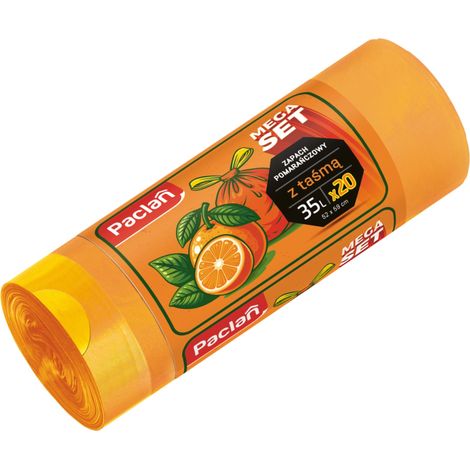 136920 Bolsa de basura Paclan con cinta naranja 35L/20 unidades