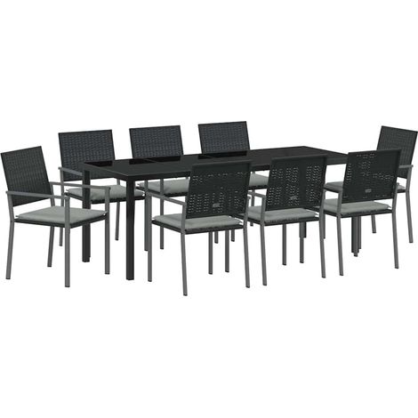 Maison Exclusive - Set da Pranzo per Giardino 9 pcs Nero e Grigio Chiaro