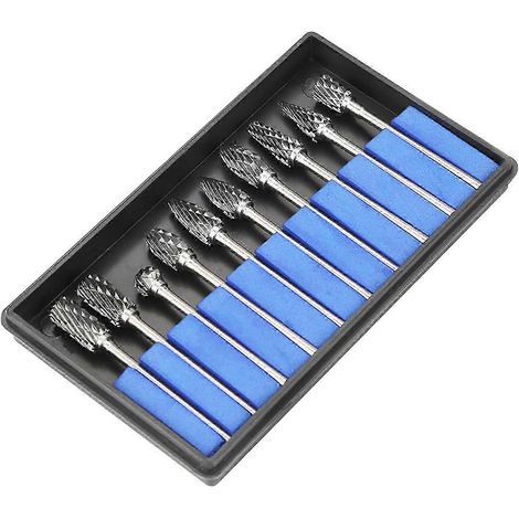 Ensemble de 10 fraises rotatives en acier au carbure de tungstène pour le travail des métaux et la sculpture (3 x 6 mm). (1/4)
