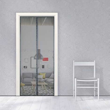 GENERIC-Moustiquaire Porte, 100x220cm Magnétique Ignifuge en Fibre de Verre Moustiquaire Aimantée Anti Feu Sur Mesure de Porte Rideau de Porte Antimoustique Avec Adhésives Rubans (1/5)