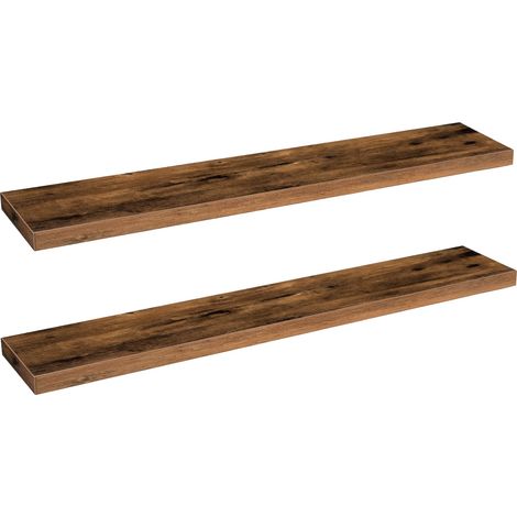 Étagères Murales, Lot de 2, Tablettes Flottantes, Suspendues, avec Supports Cachés, Longueur 120 cm, pour Salle de Bain, Chambre, Toilettes, Cuisine, Bureau, Salon, Marron Rustique (1/5)