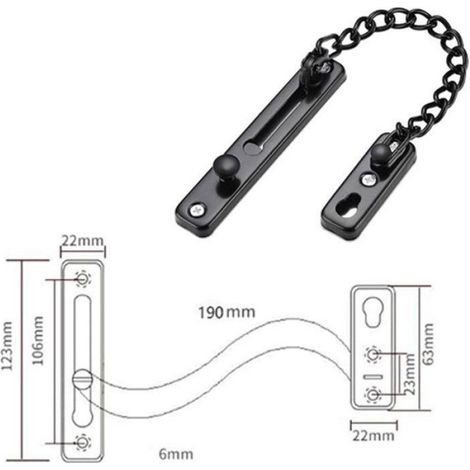 Chaîne de sécurité pour porte, verrou coulissant anti-intrusion, noir Femeo (1/5)