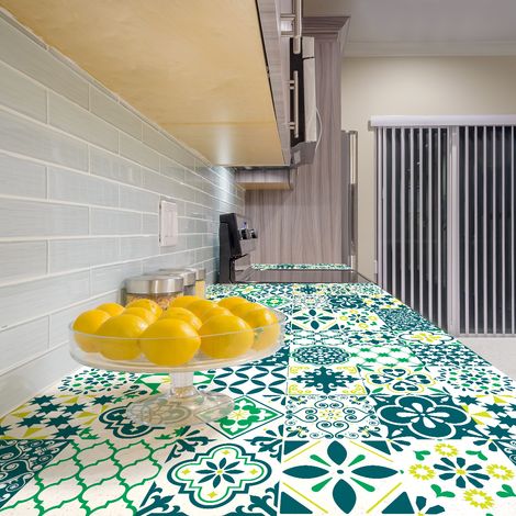Sticker Mural Carrelage adhésif Cuisine Salle de Bain - 60 STICKERS CARRELAGES MEUBLE BIRABEN - 60stickers10x10cm (1/5)