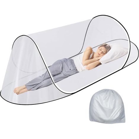 Reise-Moskitonetz, 200 x 80 x 56 cm, Pop-Up-Moskitonetz mit Reißverschluss, ultraleichtes Faltmoskitonetz, tragbares Campingzelt, für Einzelbett, Camping, Outdoor