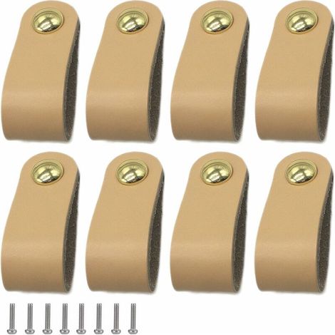 Green Mobility-Boutons et poignées de meubles,8 Pièces Poignee Cuir, Facile à installer, Convient à toutes sortes de portes et tiroirs d'armoires (1/5)