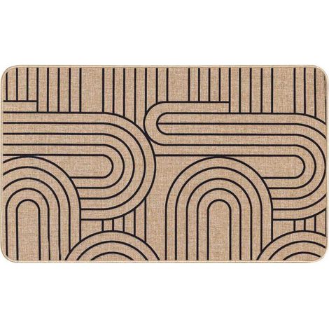 Tapis Déco Imprimé "Modul" 45x75cm Naturel & Noir (1/4)