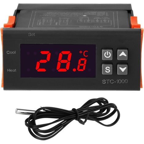 Contrôleur de Température STC-1000, Thermostat Numérique 110-220 V CA 10 A avec 2 Sorties Relais et sonde NTC 10K pour Chauffage et Refroidissement - Interrupteur de Température (1/5)