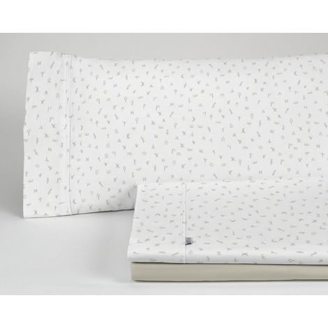 Juego de sábanas Iber color piedra. Cama de 180 cm. 4 piezas (1/5)