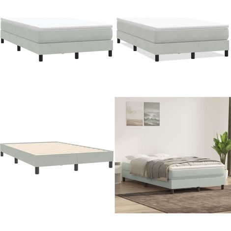 vidaXL Boxspringbett ohne Matratze Hellgrau 120x210 cm Samt (1/5)