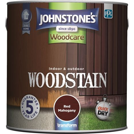 Johnstones Woodcare Indoor and Outdoor Woodstain Paint - 2.5L - Red Mahogany
