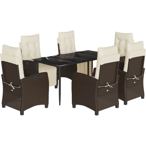 Maison Exclusive - Set comedor de jardín 7 pzas con cojines ratán (1/5)