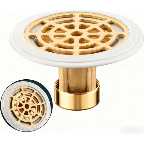 Diamètre 27-55mm Siphon de Sol avec Bouchon Anti-odeurs - Bondes de Douche en Cuivre à Joint Caoutchouc - pour Éviers, Baignoires et Salles de Bain - Raccord Universel (1/5)