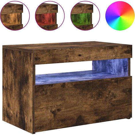 Meuble TV avec lumières LED, Étagère TV, Meuble de Salon, Chêne fumé 60x35x40 cm OIB6658E (1/5)