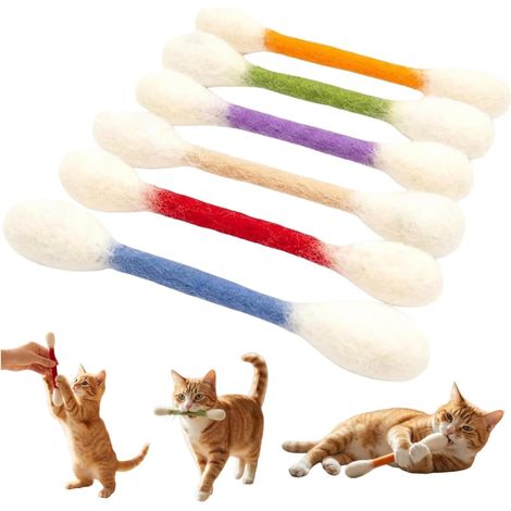 Jouet Chat Coton Tige, Bâton Interactif Garni D’herbe À Chat, Conçu Pour La Mastication Et Le Jeu, Accessoire Adapté Aux Félins D’intérieur Pour Occuper Les Moments De Loisirs Au Quotidien (A) (1/5)