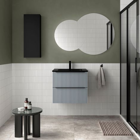 Salgar Badezimmermöbel BIBA 600 2 Metallschubladen mit Soft-Close BLUE FOG 598 x 540 x 450 mm (1/2)