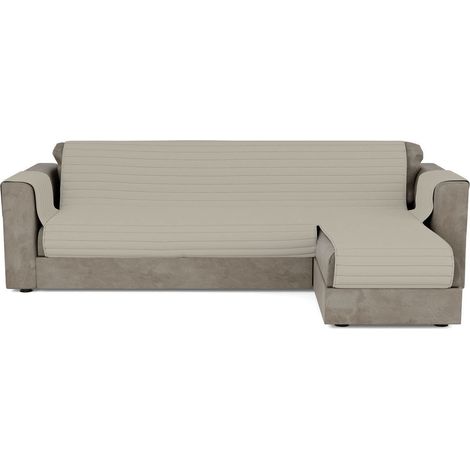 Housse de canapé avec méridienne, Tissu extérieur Microfibre + Rembourrage Polyester, crème, 290 cm (1/5)