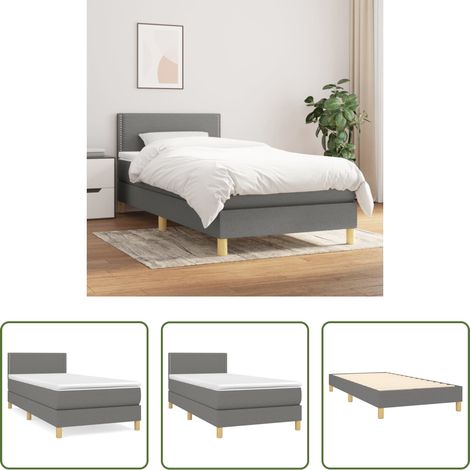 Matratze - Boxspringbett mit Matratze Dunkelgrau 80x200 cm Stoff (1/5)