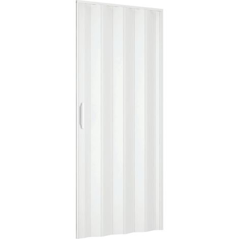 Porte accordéon en PVC rigide blanc pastel 82x210cm – Fermeture magnétique avec poignée ABS – Prête à l'installation (1/7)