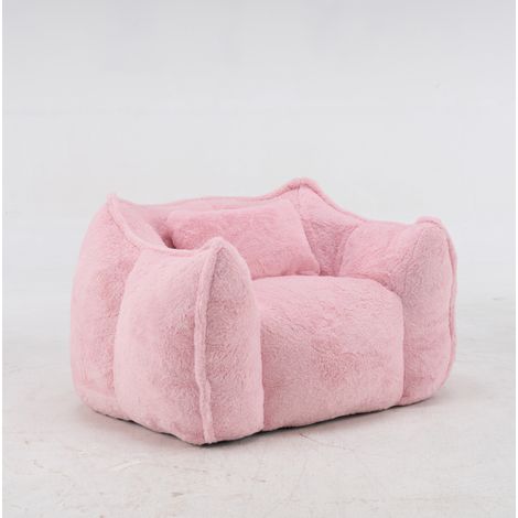 Großer Bean Bag Sessel mit Kissen, Kunstfell, Rosa, 123 x 97 x 73 cm (1/5)