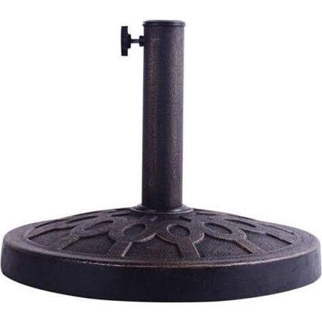 COSTWAY Base/Pied de Parasol Support pour parasol ou parapluie Convient pour Diamètre de 38mm ou 48mm Support pour Parasol Noir demi-rond (1/3)