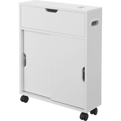 Mobile contenitore da bagno 67 x 52 x 17 cm con ante scorrevoli bianco 030006851